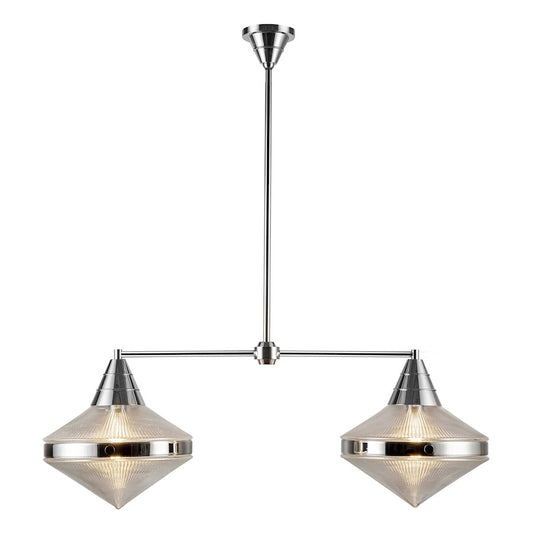 Alora Willard 2Lt 41" Linear Pendant, Nickel/Clear Prismatic/Opal - LP348241PNPG