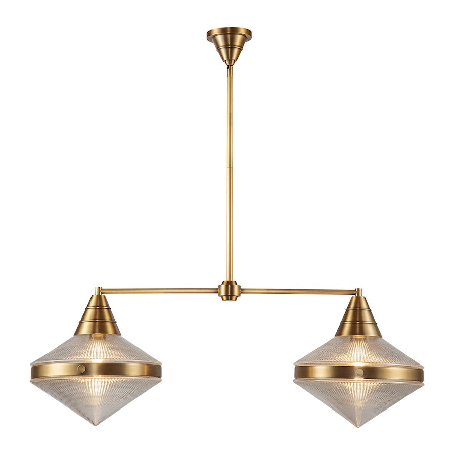 Alora Willard 2Lt 41" Linear Pendant, Brass/Clear Prismatic/Opal - LP348241VBPG