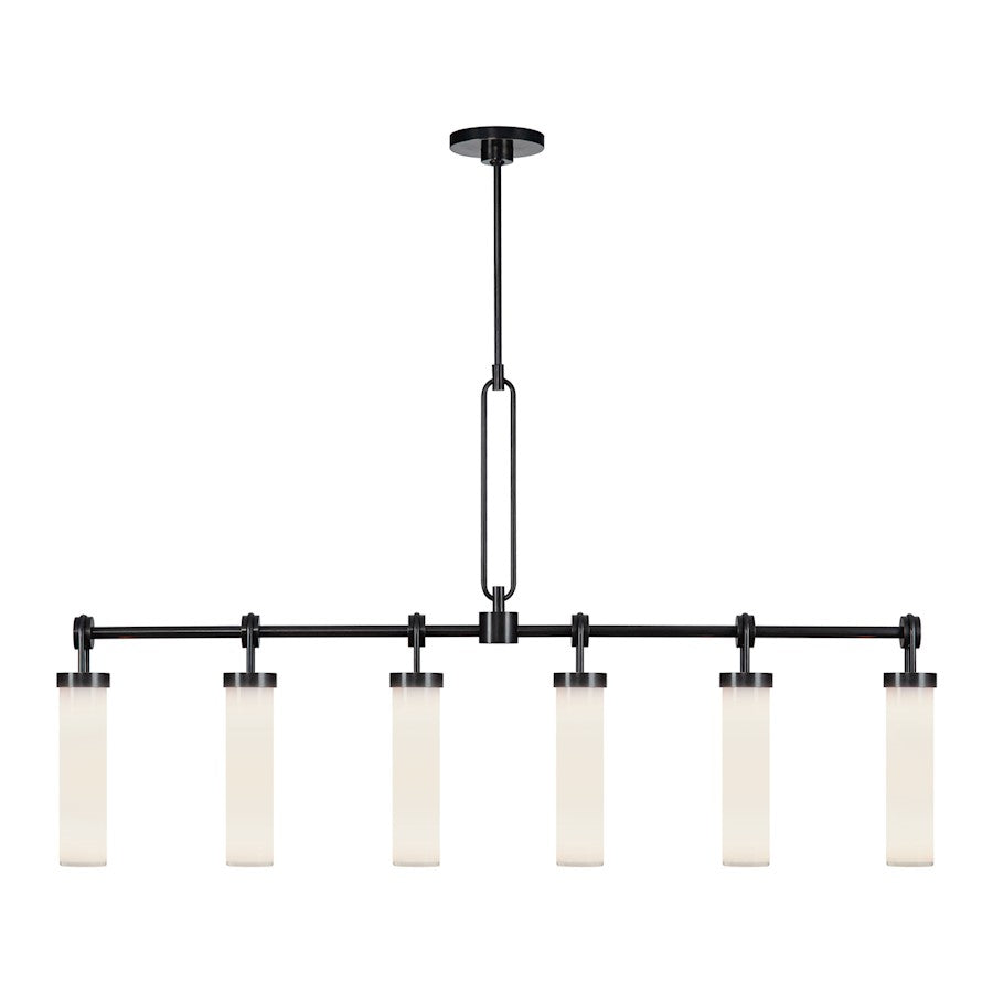 Alora Wynwood 6 Light 52" Linear Pendant, Bronze/Glossy Opal - LP355652UBGO