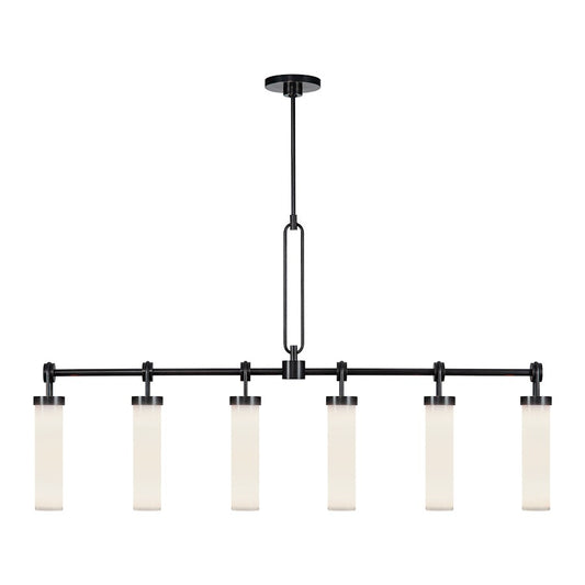 Alora Wynwood 6 Light 52" Linear Pendant, Bronze/Glossy Opal - LP355652UBGO