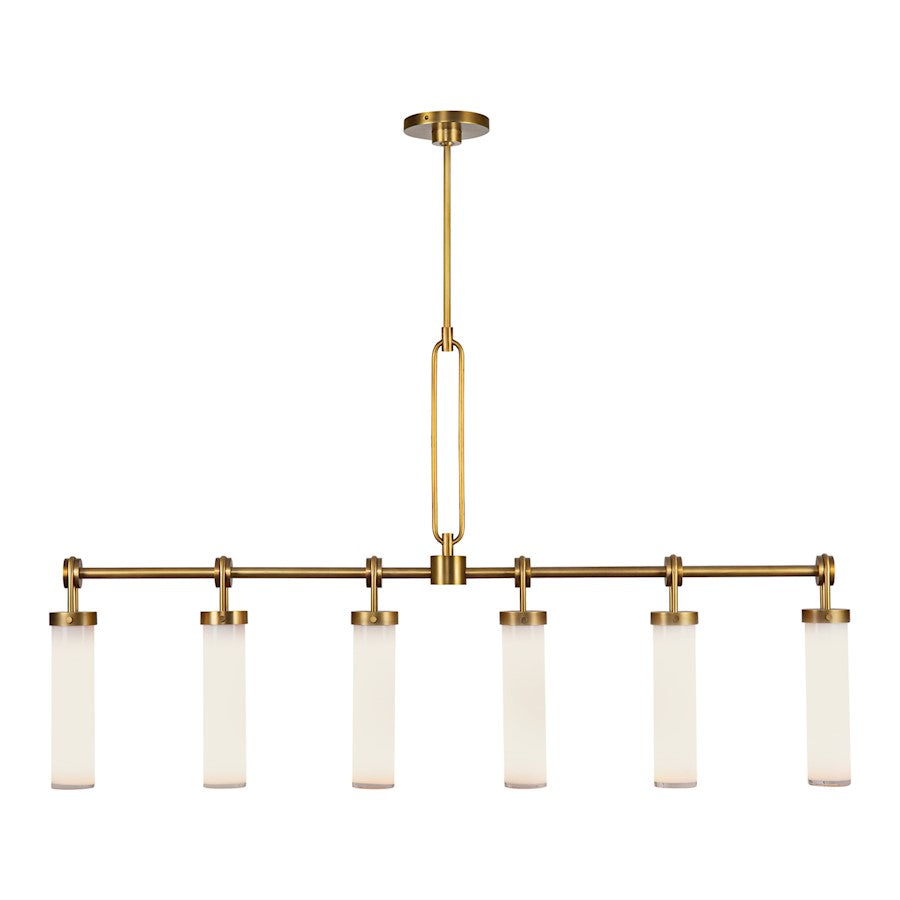 Alora Wynwood 6 Light 52" Linear Pendant, Brass/Glossy Opal - LP355652VBGO