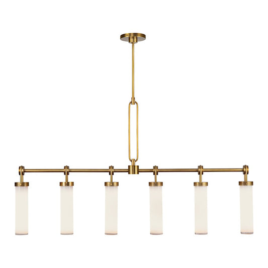 Alora Wynwood 6 Light 52" Linear Pendant, Brass/Glossy Opal - LP355652VBGO