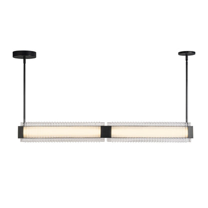 Kuzco Alai 47in 1-Light Linear Pendant | Industrial Urban Bronze Steel and Clear Ribbed Glass | Kitchen Island & Dining Room | Model LP374247UBCR-UNV