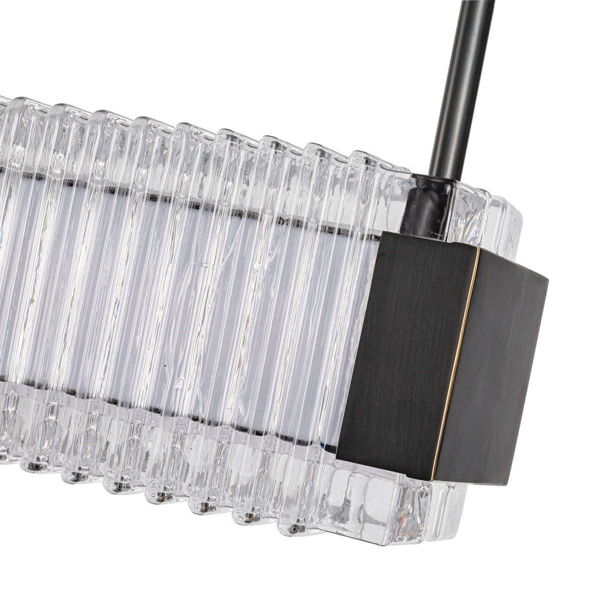Kuzco Alai 47in 1-Light Linear Pendant | Industrial Urban Bronze Steel and Clear Ribbed Glass | Kitchen Island & Dining Room | Model LP374247UBCR-UNV