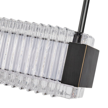 Kuzco Alai 47in 1-Light Linear Pendant | Industrial Urban Bronze Steel and Clear Ribbed Glass | Kitchen Island & Dining Room | Model LP374247UBCR-UNV