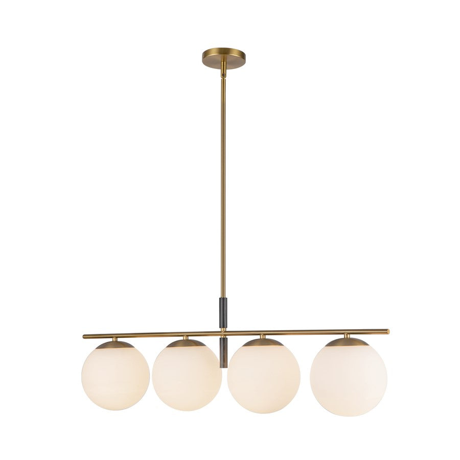 Kuzco Zuri 37" Socket Linear Pendant, Gold/Opal Glass/Opal Glass