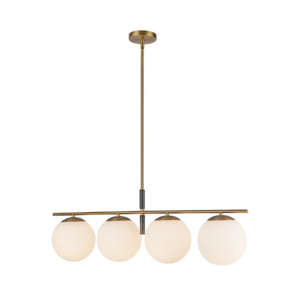 Kuzco Zuri 37" Socket Linear Pendant, Gold/Opal Glass/Opal Glass