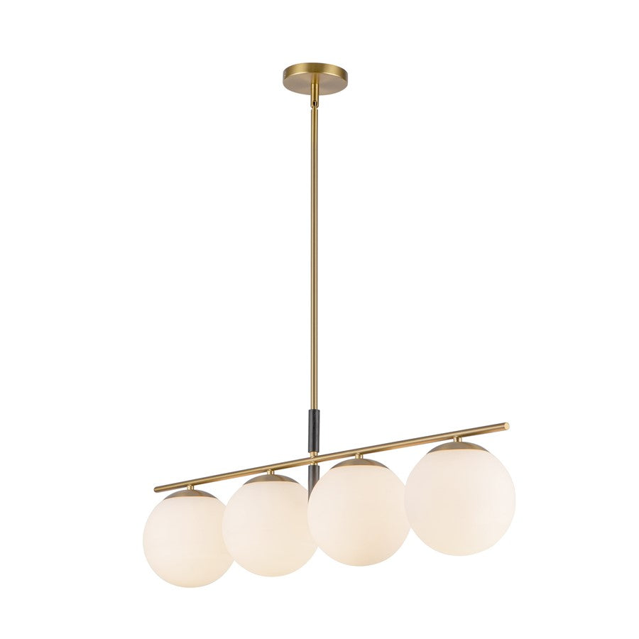 Kuzco Zuri 37" Socket Linear Pendant, Gold/Opal Glass/Opal Glass