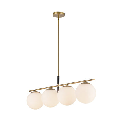 Kuzco Zuri 37" Socket Linear Pendant, Gold/Opal Glass/Opal Glass