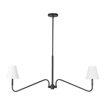 Kuzco Sloan 30" Black Linear Pendant, Matte Black/White Linen