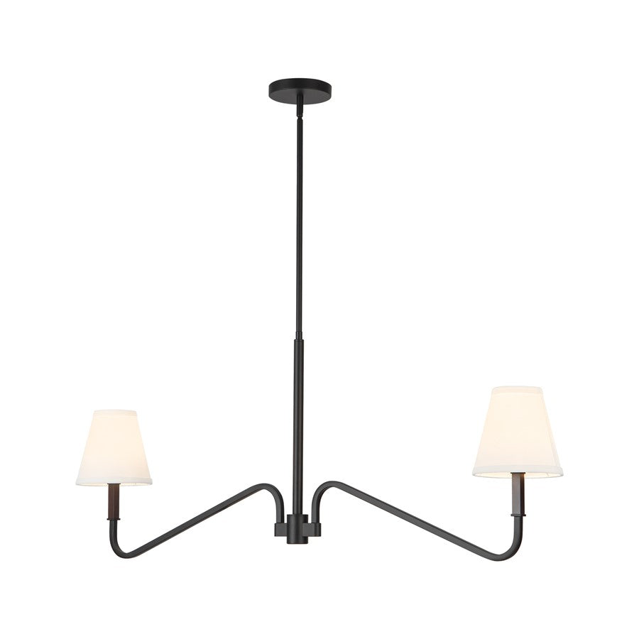 Kuzco Sloan 30" Black Linear Pendant, Matte Black/White Linen