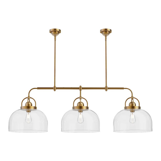 Alora Mood Lancaster 3 Light 55" Linear Pendant, Aged Gold/Clear - LP461155AG