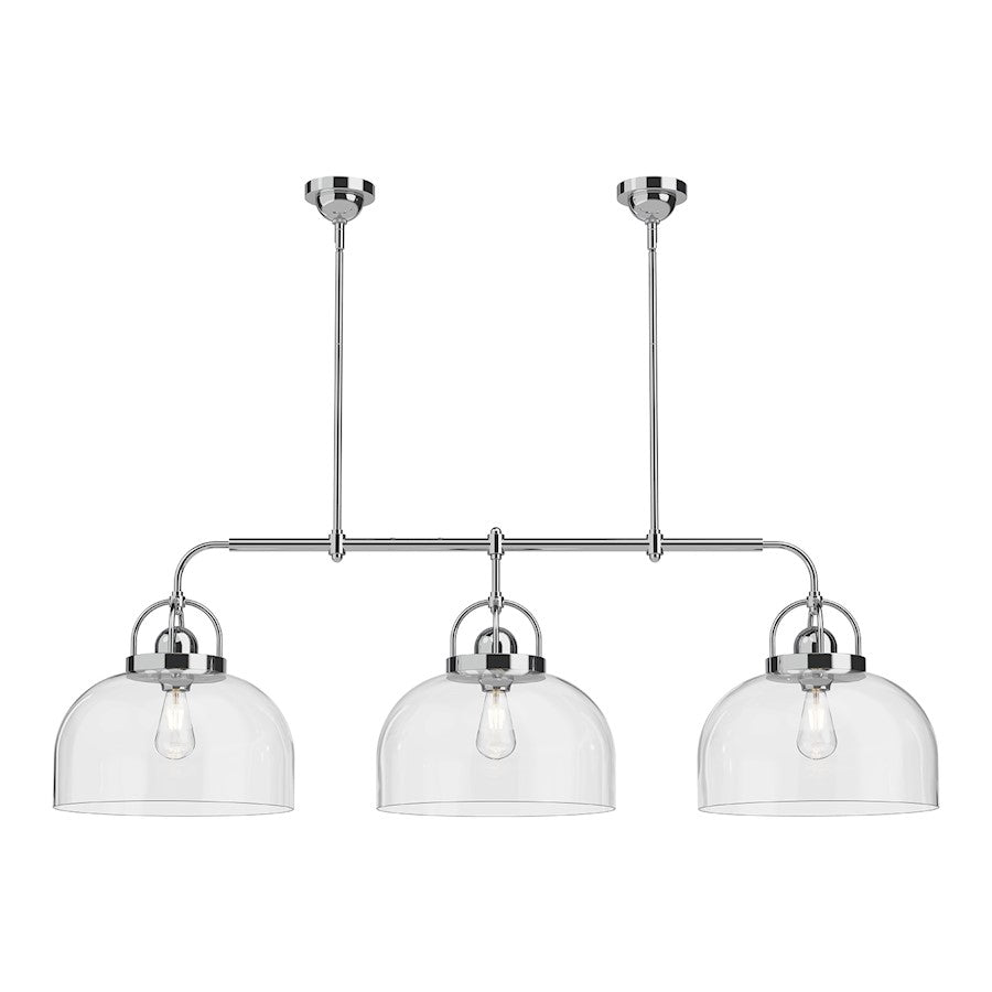 Alora Mood Lancaster 3 Light 55" Linear Pendant, Chrome/Clear - LP461155CH