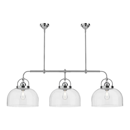 Alora Mood Lancaster 3 Light 55" Linear Pendant, Chrome/Clear - LP461155CH