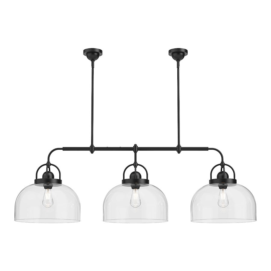 Alora Mood Lancaster 3 Light 55" Linear Pendant, Matte Black/Clear - LP461155MB