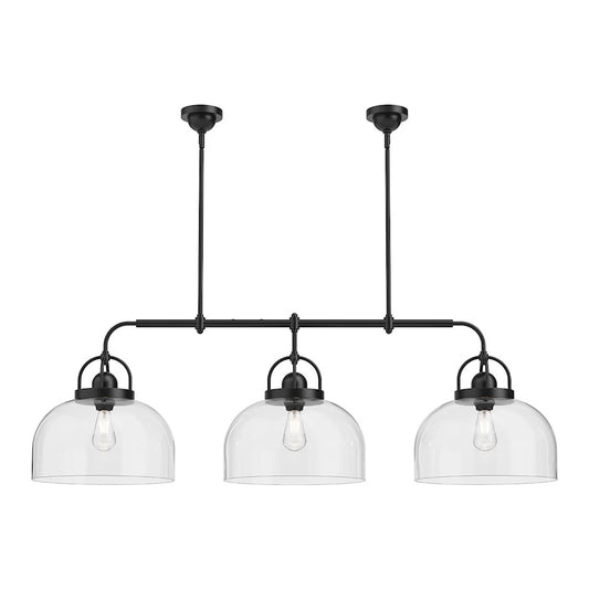 Alora Mood Lancaster 3 Light 55" Linear Pendant, Matte Black/Clear - LP461155MB