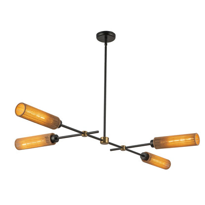 Kuzco Colby 52" Socket Linear Pendant, Black/Tan Jute/Cotton