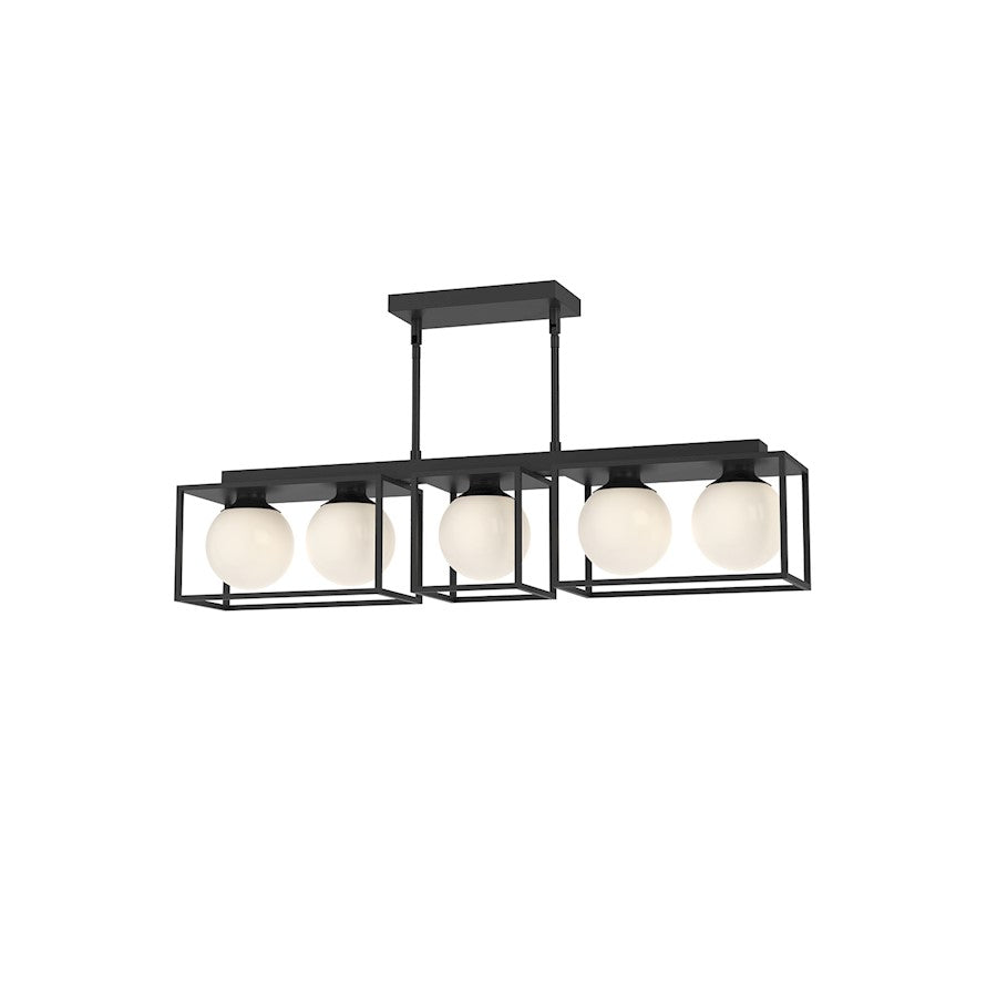 Alora Mood Amelia 5Lt 35" Linear Pendant, Black/Opal Matte/Opal - LP519535MBOP