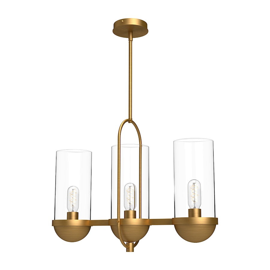 Alora Mood Cyrus 3 Light 24" Linear Pendant, Gold/Clear/Clear - LP539024AGCL