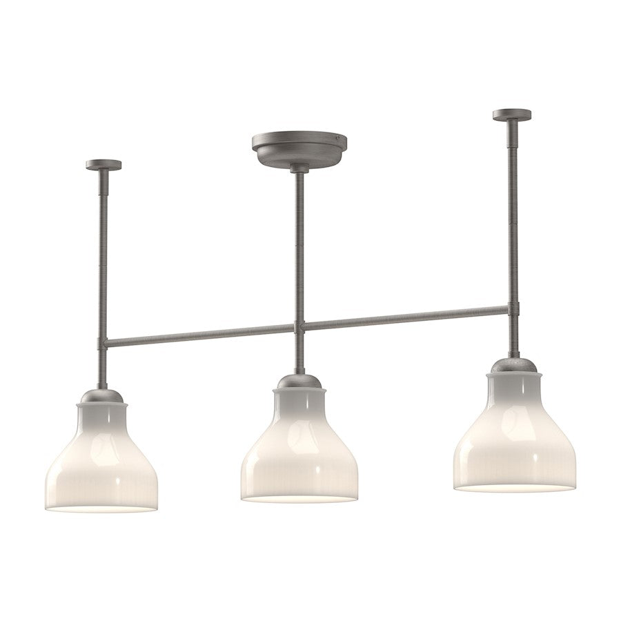 Alora Mood Westlake 3Lt 34" Linear Pendant, Nickel/Glossy Opal - LP540334BNGO