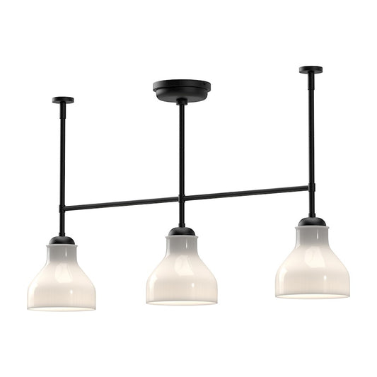 Alora Mood Westlake 3 Light 34" Linear Pendant, Glossy Opal/Black - LP540334MBGO