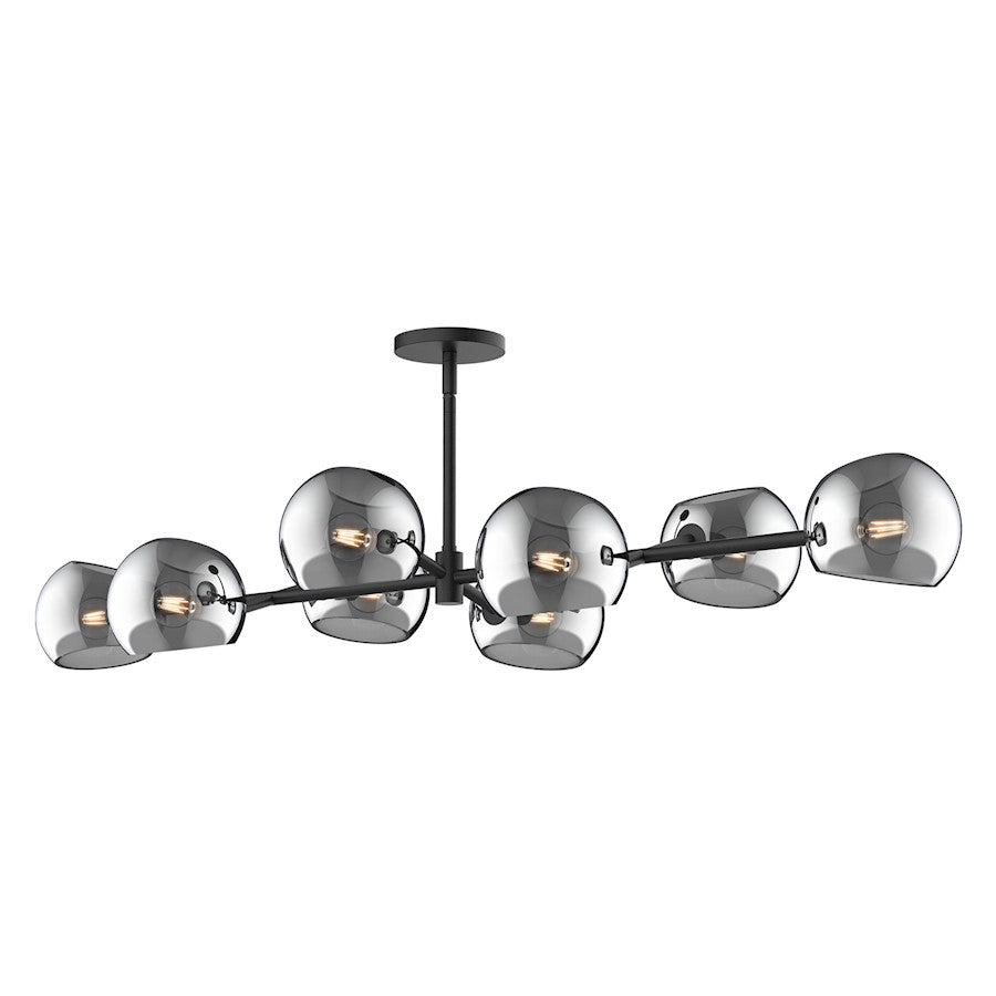 Alora Mood Willow 8Lt 48" Linear Pendant, Black/Smoked/Clear - LP548848MBSM