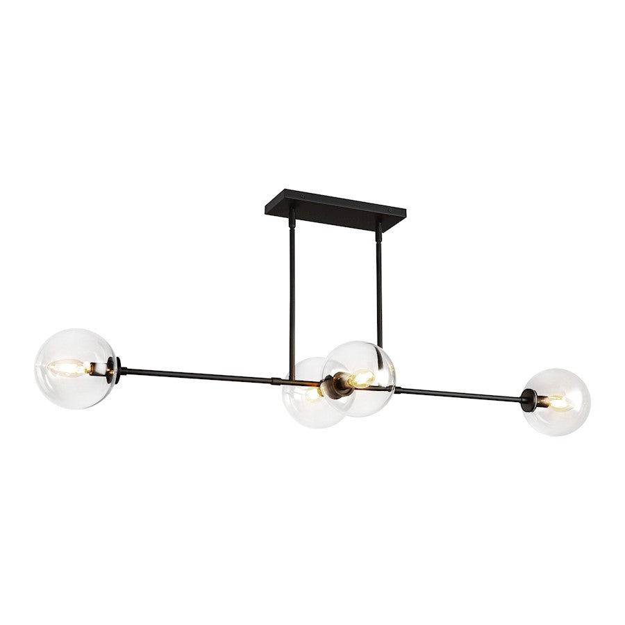 Alora Mood Cassia 4 Light 48" Linear Pendant, Black/Clear/Clear - LP549448MBCL