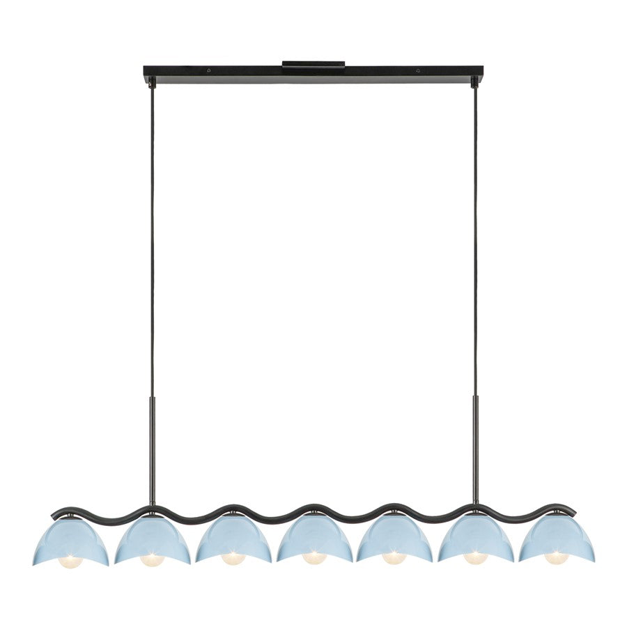 Kuzco Atlas 42" Socket Linear Pendant, Black/Cerulean/Steel