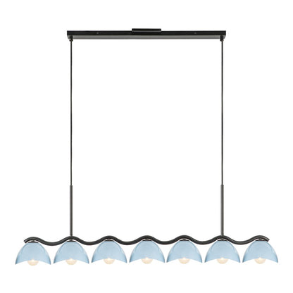 Kuzco Atlas 42" Socket Linear Pendant, Black/Cerulean/Steel