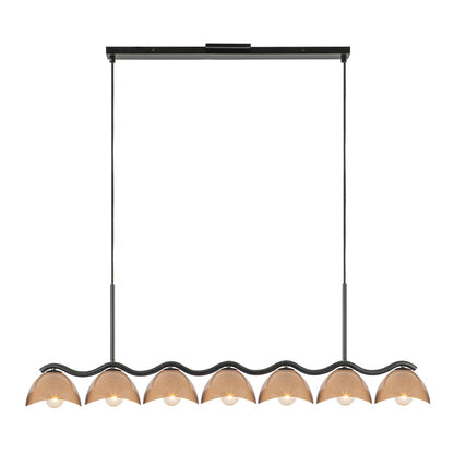 Kuzco Atlas 42" Socket Linear Pendant, Black/Peach/Steel Shade