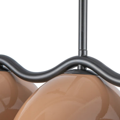 Kuzco Atlas 42" Socket Linear Pendant, Black/Peach/Steel Shade