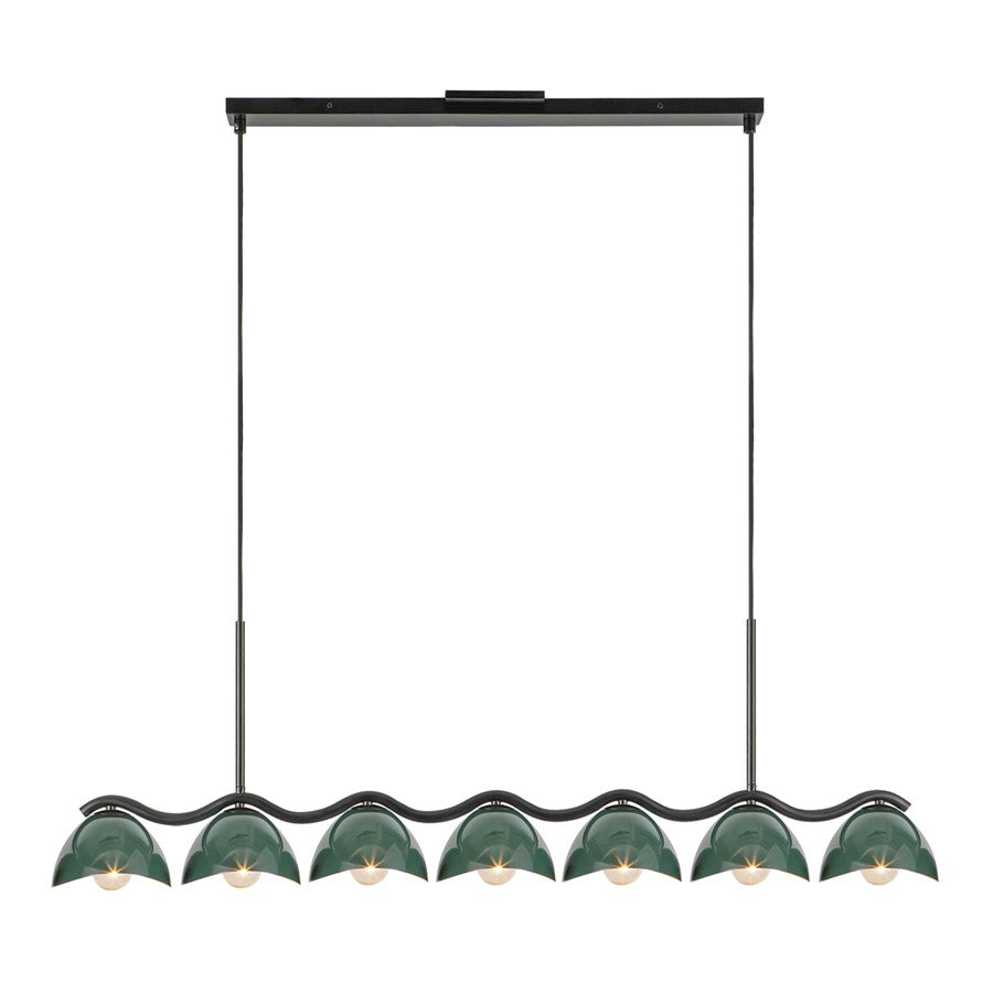 Kuzco Atlas 42" Socket Linear Pendant, Black/Pine Green/Steel