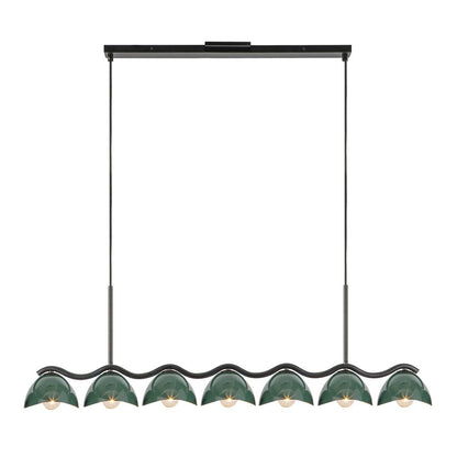 Kuzco Atlas 42" Socket Linear Pendant, Black/Pine Green/Steel