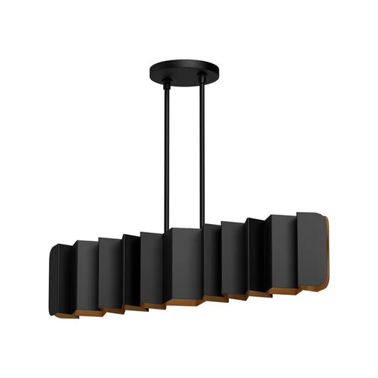 Kuzco Akira 42in 6-Light Linear Pendant | Black Steel with Gold Interior | Dining Room & Kitchen Island | 6 x 60W Socket | Model LP58042-BK-GD