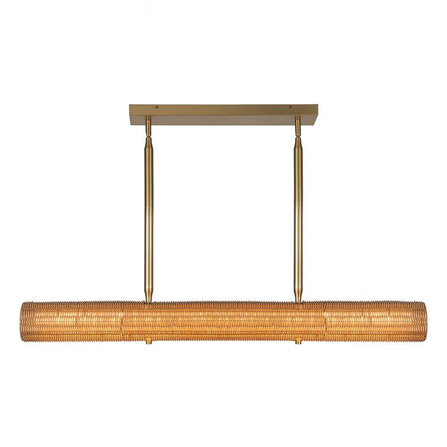 Kuzco Maris 42" LED Linear Pendant, Brushed Gold/Rattan Shade - LP602042BG-UNV