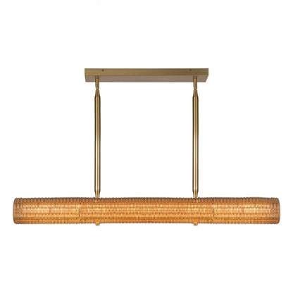 Kuzco Maris 42" LED Linear Pendant, Brushed Gold/Rattan Shade - LP602042BG-UNV