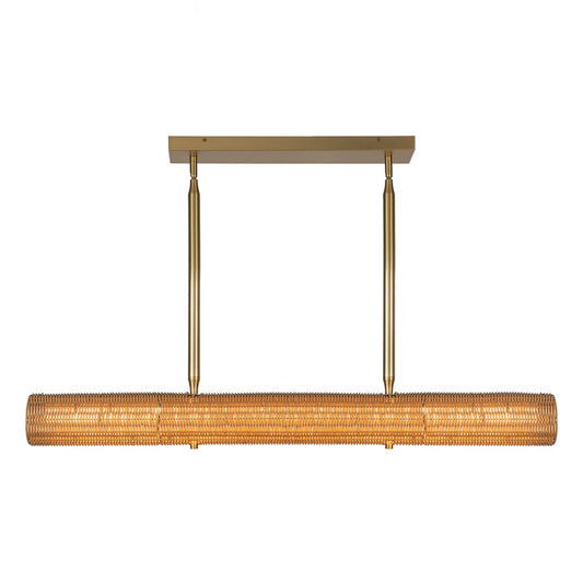 Kuzco Maris 42" LED Linear Pendant, Brushed Gold/Rattan Shade - LP602042BG-UNV