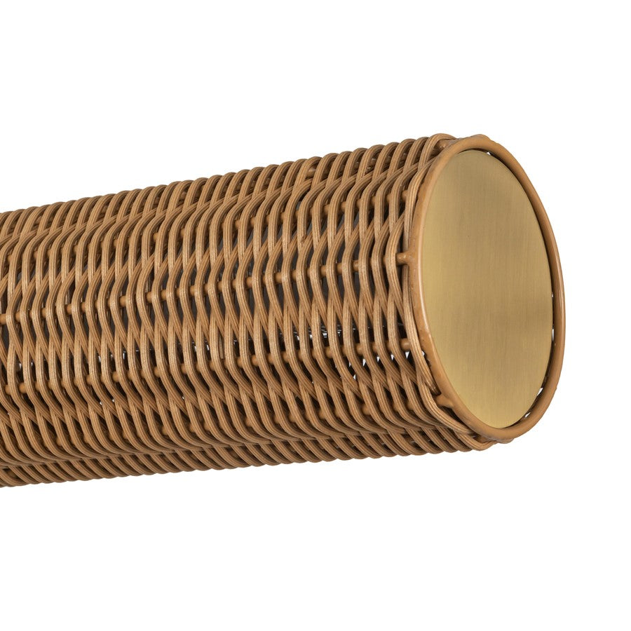 Kuzco Maris 42" LED Linear Pendant, Brushed Gold/Rattan Shade