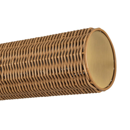 Kuzco Maris 42" LED Linear Pendant, Brushed Gold/Rattan Shade