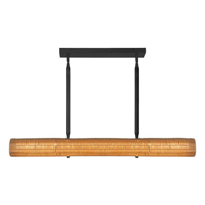 Kuzco Maris 42" LED Linear Pendant, Matte Black/Rattan Shade - LP602042MB-UNV