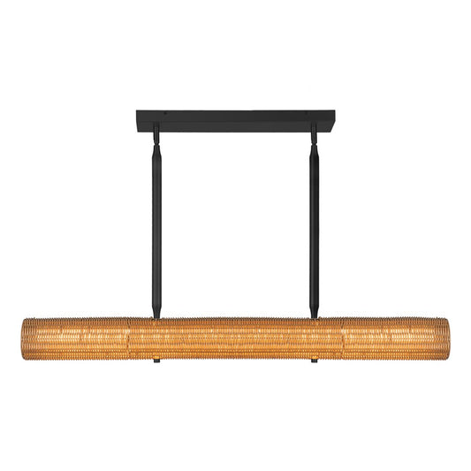 Kuzco Maris 42" LED Linear Pendant, Matte Black/Rattan Shade - LP602042MB-UNV