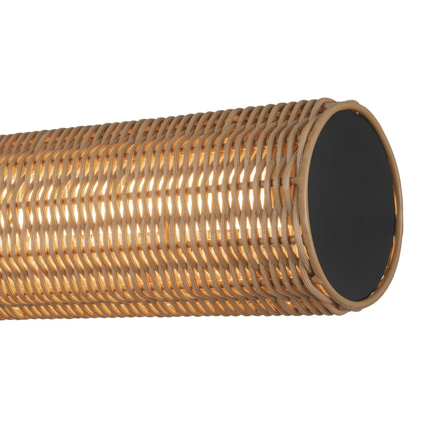Kuzco Maris 42" LED Linear Pendant, Matte Black/Rattan Shade