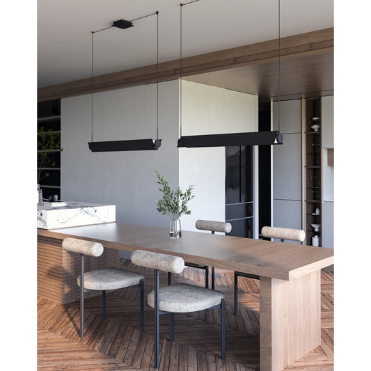 Kuzco Phoenix 36" LED Linear Pendant, Black/White/Opal Glass - LP73536-BK-WH-UNV