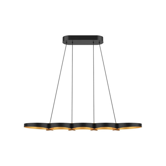 Kuzco Maestro 38in LED Linear Pendant | Modern Black and Gold Metal with Frosted PC Diffuser | Kitchen Island & Dining Room | Model LP90838-BK-GD