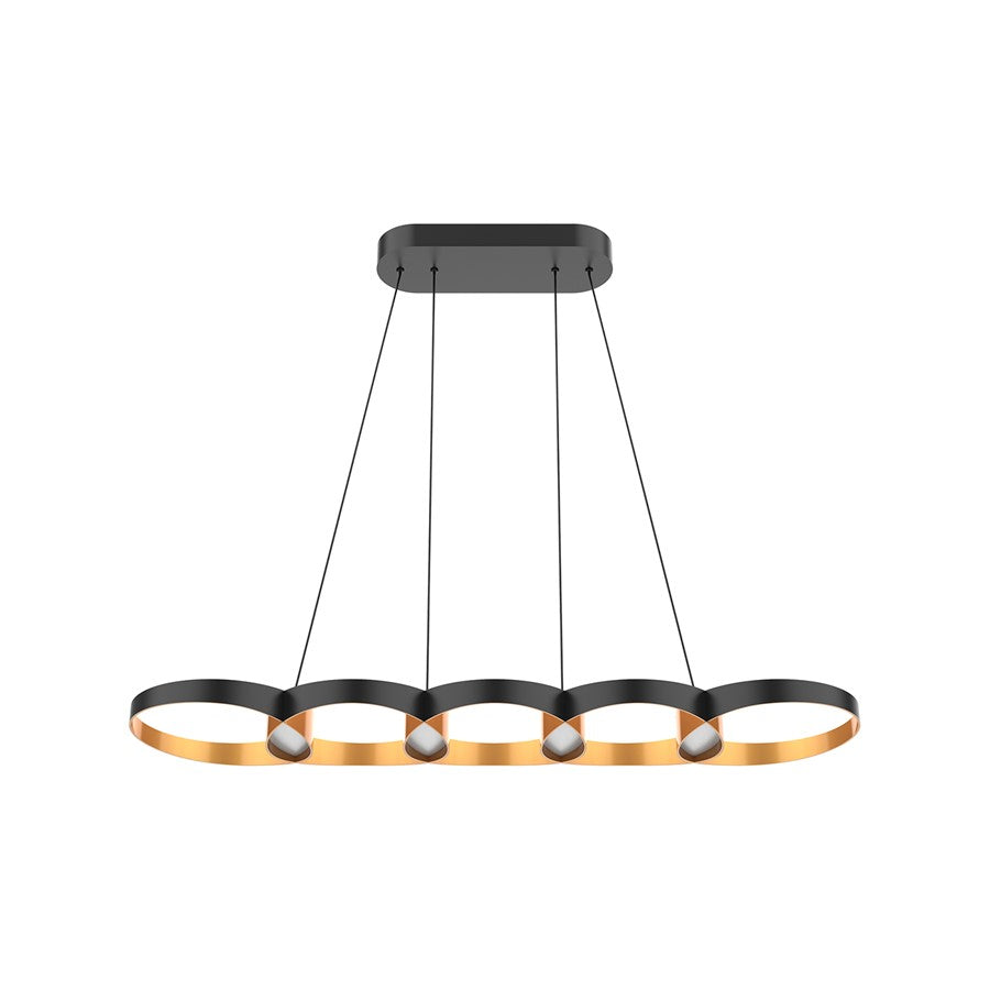 Kuzco Maestro 38" LED Linear Pendant, Black/Gold