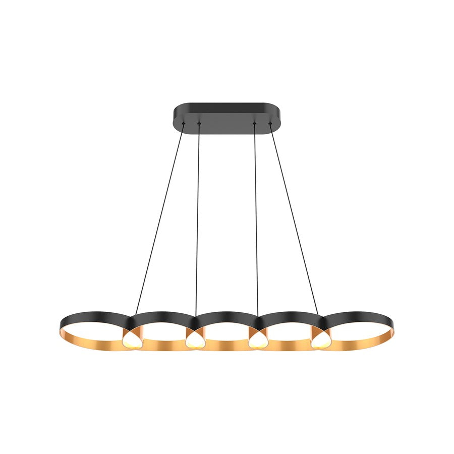 Kuzco Maestro 38" LED Linear Pendant, Black/Gold