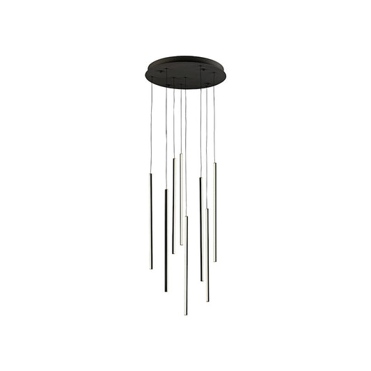 Kuzco Chute 8 Head LED Multi Pendant, Black/White Acrylic Diffuser - MP14919-BK