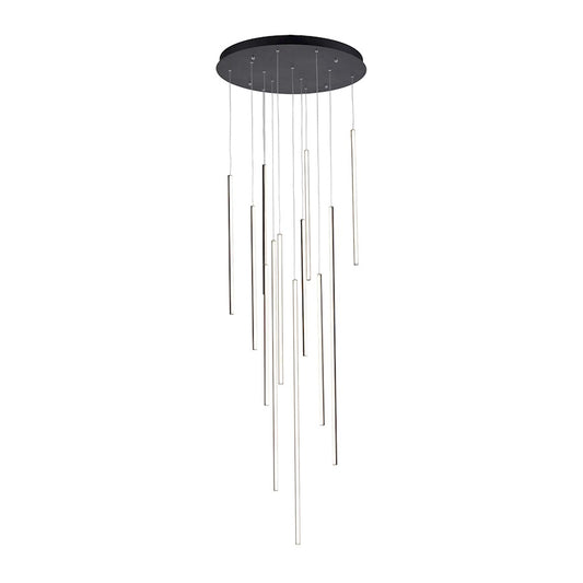 Kuzco Chute 12 Head LED Multi Pendant, Black/White Acrylic Diffuser - MP14924-BK