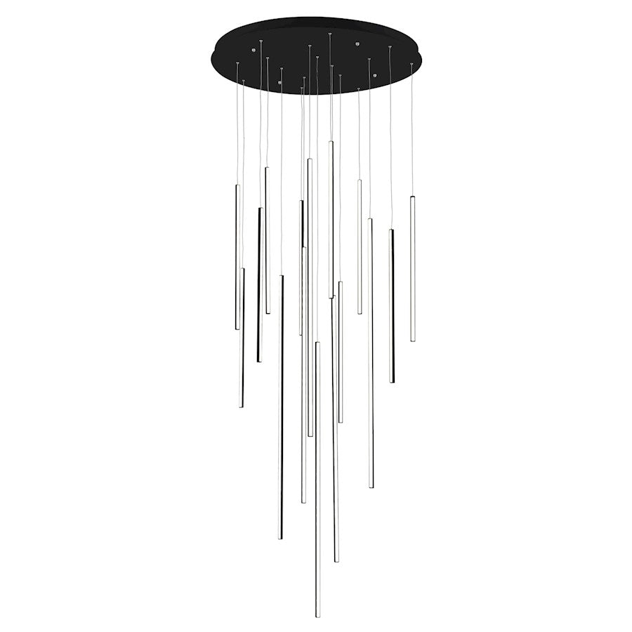 Kuzco Chute 16 Head LED Multi Pendant, Black/White Acrylic Diffuser - MP14932-BK