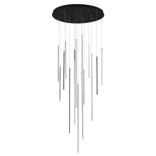 Kuzco Chute 16 Head LED Multi Pendant, Black/White Acrylic Diffuser - MP14932-BK